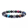Europeo y americano transfronterizo popular 8 mm ojo de tigre natural imán pulsera de pareja para yoga cristal todo partido pérdida de peso pulsera femenina
