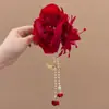 Pinza para el Cabello Floral Dulce y Elegante, como de Hada, para Mujer, Accesorio de Estilo de Vacaciones de Alta Gama, Pasador Lateral para el Cabello