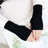 Luvas de Tricô Grossas Quentes para Toque na Tela Femininas de Inverno, Luvas de Meio Dedo Fashion para Escrever Estudante Masculino, Luvas de Ciclismo