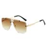 Estallidos transfronterizos Caja para gafas de sol sin montura de doble viga de otoño europea y americana Gafas de sol retro para hombre Gafas de sol de moda transfronterizas
