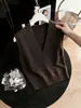 Chaleco de punto con cuello en V para mujer, estilo europeo, suéter base, otoño/invierno 2026