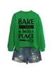 BAKE THE WORLD Loja Independente da Lista de Desejos da Amazon Moletom Feminino Outono Inverno Versátil e Moderno com Gola Redonda e Manga Longa