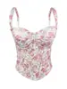 Comércio exterior doce floral espartilho espinha de peixe bordado camisola slim fit verão fresco top tubinho para usar por cima