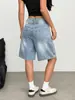 Comercio exterior transfronterizo Amazon fábrica de origen europea y americana al por mayor shorts de mezclilla holgados lavados estilo callejero para mujer en stock suministro directo