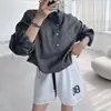 Chic Coreano Estilo Diseño Francés Elegante Primavera y Otoño Nuevo Casual Botones Cuello Alto Cordón Trasero Sudadera con Letras para Mujer