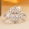 Anel Popular Cao Shi Shein Feminino Deusa Flor Misterioso Barroco Duas Cores Exquisito Estilo Dama