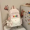 Nova Mochila Lisa Estilo Coreano, Mochila Escolar Casual e Leve para Alunos do Ensino Fundamental, Letras Bordadas de Alto Valor, Mochila para Alunos do Ensino Médio