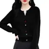 2025 Primavera y Otoño Nueva Moda Femenina Cárdigan Simple con Cuello en V Chaqueta Top de Suéter Exterior Versátil de Alta Gama