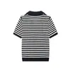 Outono de 2026 Novo Moda de Rua Europeia e Americana Transfronteiriça Camisa Polo de Tricô de Manga Curta Listrada w03 7351