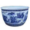 Vaso Cerâmico Grande Azul e Branco com Paisagem de Jingdezhen para Pátio de Villa, Vaso Atrator de Fortuna para Peixes, Ninféias e Plantio de Árvores, Exibição de Empresa