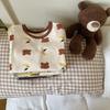 Conjunto de Pijama Infantil de Lã 270g para Outono e Inverno Íntimo para Meninos e Meninas Bebê Escovado Desenho Animado Roupa de Casa