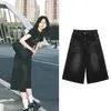 Shorts Jeans Retro Hipster Americano Feminino Outono Novo Design Sense High Street Soltos de Perna Larga Emagrecedores Calças Retas