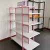 Panel Trasero de Madera de Isla Rosa de Doble Cara Estantes de Acero y Madera para Tiendas para Madres y Bebés, Tiendas de Conveniencia, Estantes de Exhibición y Estantes Mniso