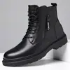 Botas Martin de otoño para hombre, botas casuales de piel de vaca de primera capa para hombre, forradas de felpa para abrigar, botas de alta gama de cuero genuino de moda para hombre
