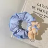 Goma para el pelo de oso lindo con cuadros azules, estilo nuevo, súper bonita, perfecta para hacer un moño, da un toque de alta gama, accesorio para el cabello