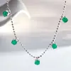 Collar de Calcedonia de Plata de Ley S925 Cadena de Cuentas para Mujer Ágata Blanca Ágata Verde Colgante Huevo de Hielo Alto Cadena para Clavícula Venta al por Mayor