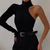 Mono de moda para mujer 2024 Primavera y Otoño, estilo europeo y americano, de un solo hombro, manga larga, cuello redondo, ajuste ceñido, color liso, Ropa para mujer