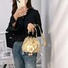 Bolsa de flores de cor sólida primavera 2023 nova moda ombro único simples crossbody estilo ocidental bolsa de balde de lona para deslocamento
