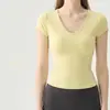 Aido Snu Camiseta Esportiva Confortável de Manga Curta, Amiga da Pele, Casual para Yoga, High-End, Afina a Cintura, Fitness para Mulheres