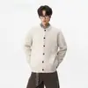 Cárdigan retro casual de botones con bloques de color para hombres y mujeres, chaqueta de punto de mezcla de lana de moda otoñal estilo old money