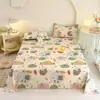 Ins pieza única algodón lavado estampado producto individual sábana de cama cepillado dormitorio de estudiante algodón aloe sábana individual doble al por mayor