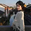 Chal de punto Cheongsam, nuevo cárdigan flecado estilo chino, protector de cuello para oficina, prenda exterior para habitaciones con aire acondicionado, bufanda nueva, bufanda triangular