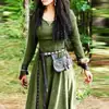 Ropa Medieval para Mujer Vestido Largo de Manga Larga Retro Hada Elfo Disfraz Renacentista Celta