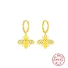 Pendientes de Abeja de Insectos de Plata de Ley S925 Transfronterizos Creativos Simples Personalidad Aro de Oreja Hebilla de Oreja Joyería de Oreja Versátil