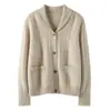 25 Cárdigan de Punto de Cachemira Cálido para Otoño e Invierno para Mujer con Cuello de Fruta Verde, Suéter Exterior de Punto Trenzado Holgado Casual a la Moda