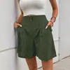 Pantalones Cortos Casuales Simples Sueltos Nuevos de Verano para Exportación Europea y Americana, de Color Sólido Básico, de Cintura Alta Rectos para Mujer