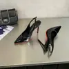 Saltos altos de sola vermelha em estoque para mulheres, saltos agulha elegantes, sapatos sexy para madrinhas, bico fino preto, tamanhos grandes, primavera/verão
