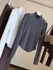 Camiseta de manga comprida com design consciente, nicho sexy, malha fina de fleece com retalhos, roupa íntima feminina para outono e inverno, top base justo