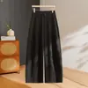 Processamento Customização Outono 2026 Calças Femininas de Cintura Alta Emagrecedoras com Caimento Wide Leg Soltas de Perna Reta Casuais Longas Cem