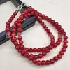 Alternativa a la Ágata Roja del Sur, Pulsera de Abalorios Estilo Vintage de Corte Recto, Pulsera Rojo Caqui, Pulsera de Abalorios Redondos de Jade Similar al Cuarzo, Cuentas de Ábaco