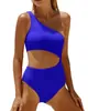 Nuevo Estilo Europeo y Americano Transfronterizo Bloqueo de Color Chica Picante Diseño de un Hombro Ajustado Espalda Descubierta Sexy Traje de Baño Bikini de una Pieza