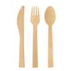 Faca, garfo e colher de bambu combinação três peças descartáveis 17cm bolo bife comida ocidental faca e garfo de bambu fábrica atacado