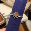 Anel Octogonal Rosa Milênio Corte Rosa Verde e Roxo Luz Luxo Moda Versátil Kunzita Diamante de Alto Carbono Anel Feminino Anel de Diamante Água-Marinha