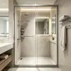 Ducha Integral con Borde Estilo Pantalla, Puertas Dobles Correderas Ocultas, Mampara de Baño, Mampara de WC