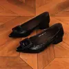 Comercio Exterior Transfronterizo Primavera/Otoño Nuevo Estilo Escotado Puntiagudo Hebilla Cuadrada Transpirable Versátil Commute Slip-on Suela Suave Tacón Grueso Zapatos de Salón