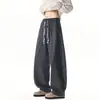 Calça masculina nova de outono, tendência, perna reta, solta, casual, com caimento, corte curvo, calça longa, calça casual