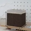 Caixa de Armazenamento Estilo Japonês, Cesta de Armazenamento para Sala de Estar e Quarto, Cesta de Armazenamento de Palha e Rattan Sintéticos, Cesta de Armazenamento para Armário de Casa