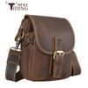 Bolso bandolera de nicho personalizado para hombre, bolso de hombro de cuero de Caballo Loco personalizado, bolso bandolera retro de cuero genuino para hombre.