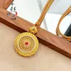 Tienda de Oro Mismo Estilo Oro Antiguo Chapado Diamante Rojo Rosa Girasol Brújula Colgante Ventana de Rosa Giratoria Brújula Cadena para Suéter