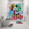 Venta caliente transfronteriza directo de fábrica Mickey estampado digital poliéster impermeable a prueba de moho cortina de ducha cortina de baño de cuatro piezas