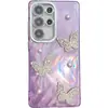 Funda para Teléfono Móvil de Hilo con Plumas de Mariposa Electrochapada IMD Adecuada para Samsung S25Plus Película para Lente A55 Pulsera A54 Gama Alta
