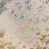 Adesivos de Unha Flor de Aurora Dinâmica Outono e Inverno Branco Brilho de Concha Florais Frescos de Alta Qualidade Decalques Adesivos de Unha