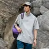 Camiseta Manga Curta com Gola Alta e Zíper Parcial para Homem, Novo Estilo de Verão, Solta, Secagem Rápida, Respirável, Top Casual Esportivo para Exterior
