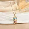 Collar de Cadena para Clavícula de Mujer con Colgante Labubu Lindo de Dibujos Animados de Venta Caliente Transfronteriza, Versátil, de Moda, de Gama Alta, Joyería de Regalo