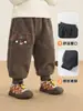 Calça Infantil Kaka Panda com Forro de Lã Roupas de Inverno para Bebê Calças Longas de Inverno para Meninas Calças de Moletom Quentes para Meninos Calças para Bebês e Crianças
