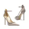 Tacones Altos de Punta Tacón de Aguja para Mujer Nuevo Estilo Primavera y Verano 2025 Sandalias Sexy de Tira en la Punta con Pedrería Boca Baja